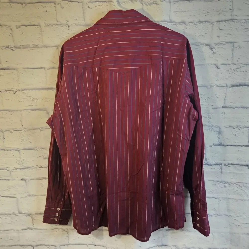 VTG Rustler X Long Tails Striped Western Cowboy Pearl Snap Shirt Rodeo XL - Picture 3 of 4